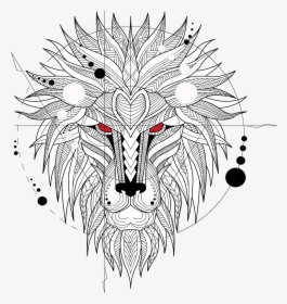 Tattoo Head Ferocious Totem T-shirt Lion Clipart - Lion Head Modern Art, HD Png Download, Free Download
