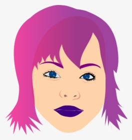 Girl With Purple Hair Svg Clip Arts - Transparent Short Hair Clipart, HD Png Download, Free Download