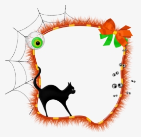 Halloween Transparent Photo Frame With Black Cat - Transparent Transparent Background Halloween Clipart, HD Png Download, Free Download