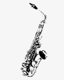 Black And White Saxophone Png, Transparent Png, Free Download