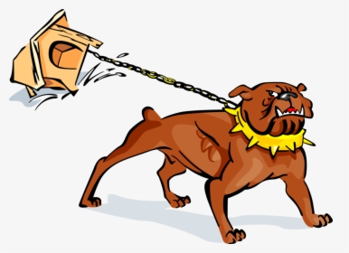 Vector Illustration Of Bull Dog Pulling His Doghouse - Dog Catches Something, HD Png Download, Free Download