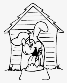 Doghouse And Funny Dog Coloring Pages - Dog House Clipart Black And White, HD Png Download, Free Download