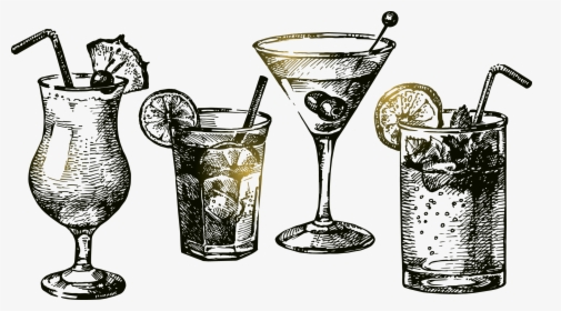 Transparent Martini Glass Png - Hand Drawn Cocktail Vector Png, Png Download, Free Download