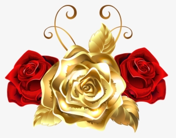 Gold And Red Roses Png Clip Art Image - Gold And Red Roses, Transparent Png, Free Download