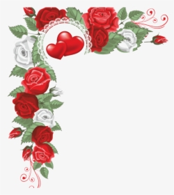 #mq #red #roses #hearts #love #heart #border #borders - Hearts And Flowers Border, HD Png Download, Free Download
