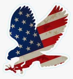 Hd Eagle With Us Flag On Wings Sticker Bumper Sticker - Eagle American Flag Clipart, HD Png Download, Free Download