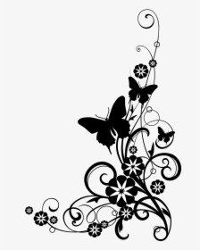 Pumpkin Vine Png Black And White - Flower Art Black And White, Transparent Png, Free Download