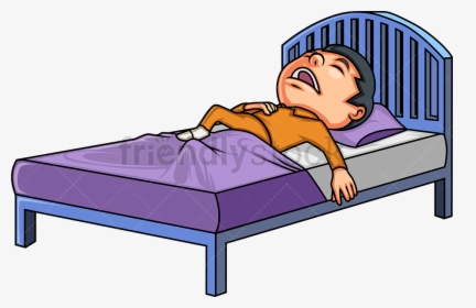 Bed Little Boy In Vector Cartoon Clipart Transparent - Bed Frame, HD Png Download, Free Download