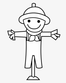 Cute Little Scarecrow Line Art - Scarecrow Black And White Clipart, HD Png Download, Free Download
