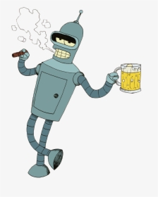 Bender Smoking And Drinking , Png Download - Robot De Futurama Alcoholico, Transparent Png, Free Download