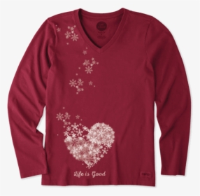 Women"s Floating Hearts Long Sleeve Crusher Vee - Womens Thanksgiving Shirts Funny, HD Png Download, Free Download