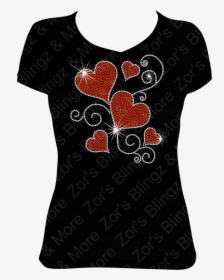 Floating Hearts Rhinestone T-shirt Design - Design Women T Shirts, HD Png Download, Free Download