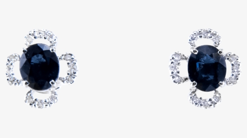 14k White Gold Sapphire And Diamond Earrings - Earrings, HD Png Download, Free Download