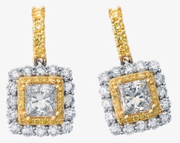 Yellow And White Diamond Earrings By El Paseo Jewelers - Earrings, HD Png Download, Free Download