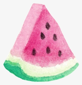 Watercolor Hand Painted Piece Of Watermelon Transparent - Watermelon, HD Png Download, Free Download