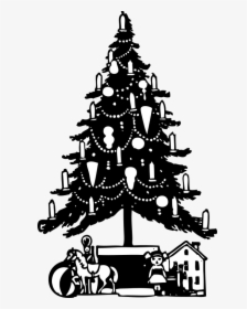 Transparent Christmas Decorations Clipart Black And - Vintage Christmas Tree Art, HD Png Download, Free Download