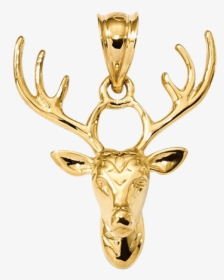14k Gold Trophy Deer Head - Deer Pendant For Men, HD Png Download, Free Download