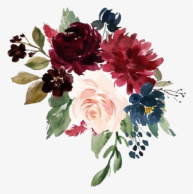 #watercolor #flowers #floral #bouquet #burgundy #navy - Burgundy And Navy Flowers, HD Png Download, Free Download