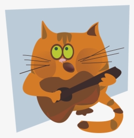 Cat Playing Guitar Cartoon Png, Transparent Png, Free Download