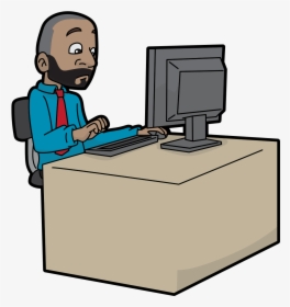 Man Using Computer Cartoon, HD Png Download, Free Download