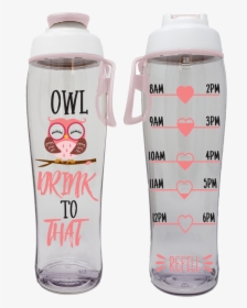 Owl Drink To That Hydration Tracker Water Bottle - Water Bottle, HD Png Download, Free Download