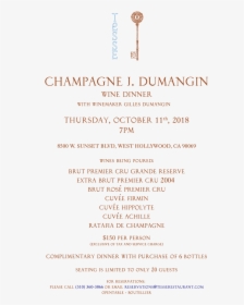 Champagne Dumangin Wine Dinner Invite, HD Png Download, Free Download