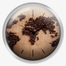 Coffee Beans Forming World Map On Burlap - World Map Of Coffee Beans, HD Png Download, Free Download