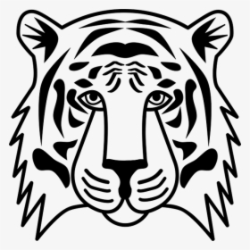 Tiger Head Line Art - Clipart Tiger Head Black And White, HD Png Download, Free Download