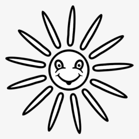 Vector Graphics Of Very Happy Sun - Gambar Hitam Putih Matahari, HD Png Download, Free Download