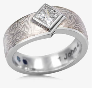 Kite Diamond Men"s Engagement Ring In White Mokume - Pre-engagement Ring, HD Png Download, Free Download