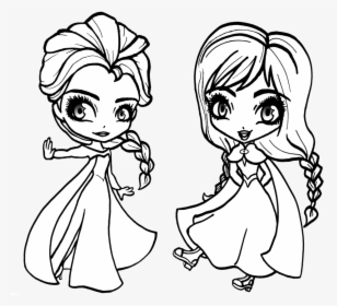 Frozen Elsa Coloring Pages Chibi - Baby Elsa And Anna Coloring Pages, HD Png Download, Free Download