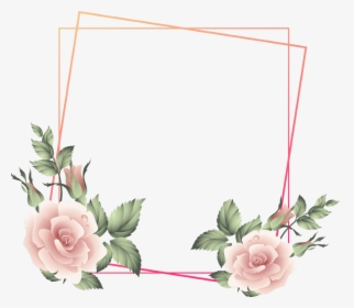 #rose #square #floral #frame #glitter #geometric #golden - Garden Roses, HD Png Download, Free Download