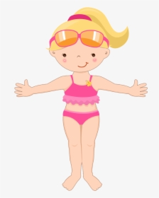 Dibujos Digi Stamps Summer - Little Girl In Swimsuit Clipart, HD Png Download, Free Download