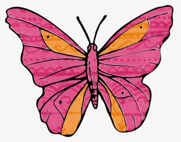 Orange And Pink Butterflies Clipart , Png Download - Gambar Model Kupu Kupu, Transparent Png, Free Download