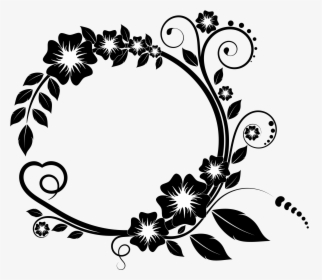 Flower Border Design Black And White, HD Png Download, Free Download