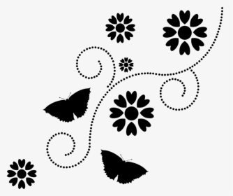 Flower Silhouette Png -flower Silhouette Floral Design - Butterfly And Flower Silhouette, Transparent Png, Free Download