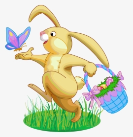 Easter Rabbit Png Clipart - Easter Bunny And Basket, Transparent Png, Free Download