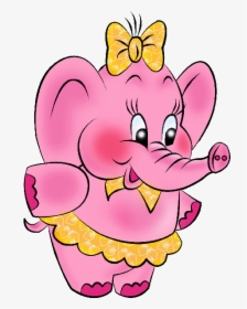 Cute Pink Elephant Cartoon, HD Png Download, Free Download