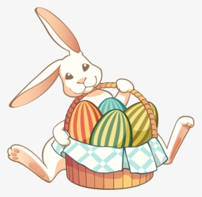 Transparent Baby Bunny Png - Easter Rabbit With Basket, Png Download, Free Download