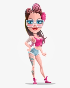 Tattoed Girl Cartoon Vector Character Aka Cindy - Hot Girl Cartoon Png, Transparent Png, Free Download
