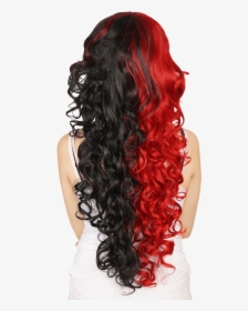 Split Red And Black Wig - Lace Wig, HD Png Download, Free Download