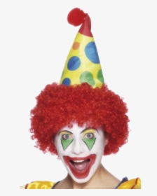 Red Wig With Clown Hat - Clown With A Hat, HD Png Download, Free Download