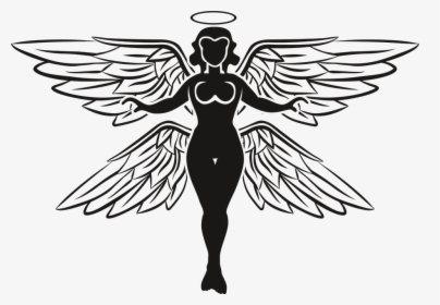 Angel, The Archangel, Character, Halo, Wings - Sayap Malaikat Hitam Putih, HD Png Download, Free Download