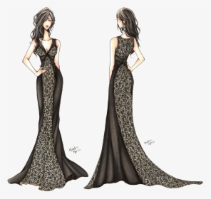 Clip Art Croquis De Vestidos - Black Dress Drawing, HD Png Download, Free Download