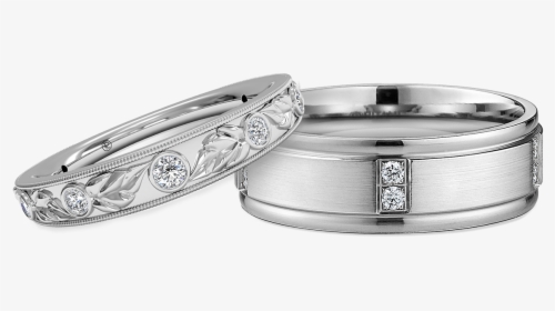 Silver Wedding Rings Png - His And Her Ritani Wedding Bands, Transparent Png, Free Download