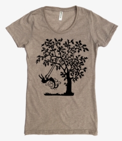 Tree Swing Printed On Women"s Favorite Crew , Png Download - Tree Black And White Png, Transparent Png, Free Download