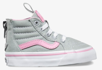 Vans Sk8-hi Zip Toddler Grey/prism Pink - Skate Shoe, HD Png Download, Free Download