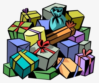 Vector Illustration Of Large Pile Of Christmas Gift - Cartoon Picture Of A Christmas Present, HD Png Download, Free Download