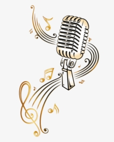 #music #microphone #gold - Microphone With Music Notes Clipart, HD Png Download, Free Download