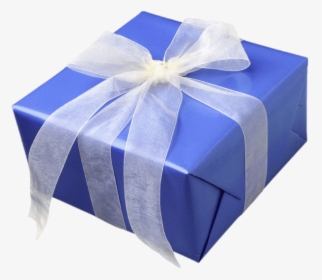 Blue Gift Box With White Ribbon Clip Arts - Blue Gift Wrapped Box, HD Png Download, Free Download